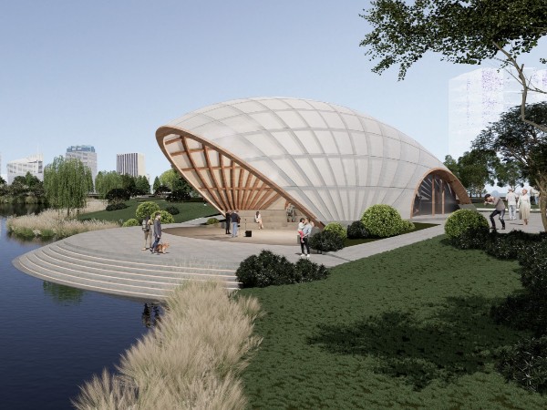 雙曲弧形膠合木中标項目安裝進入尾聲